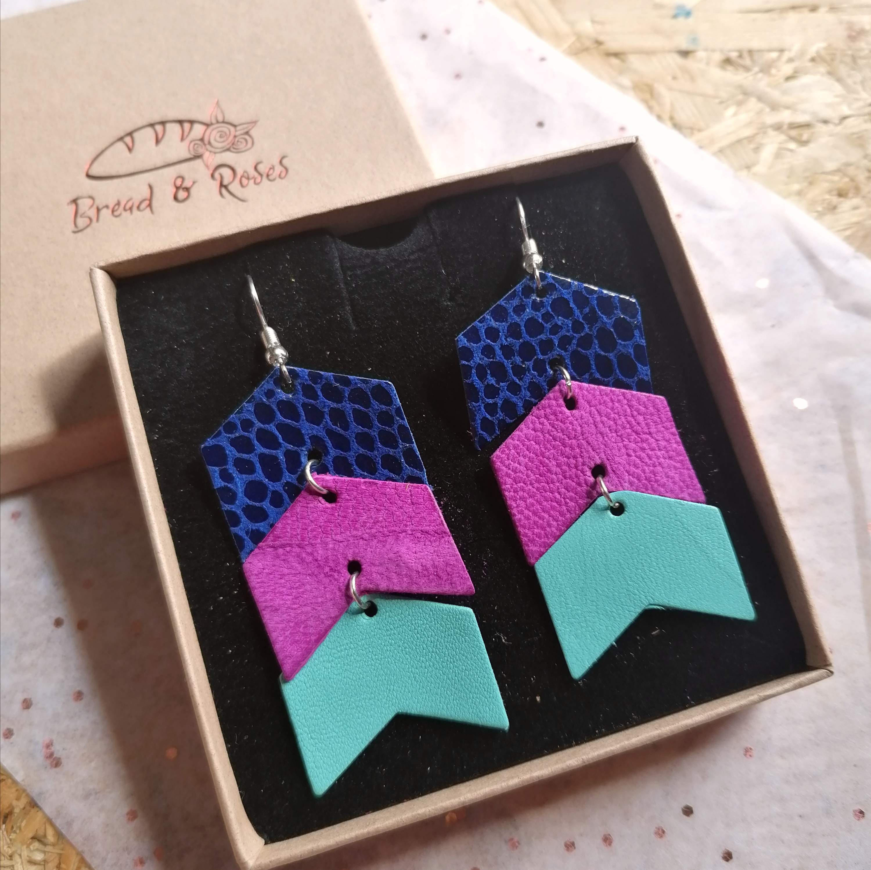 Chevron Recycled Leather Earrings