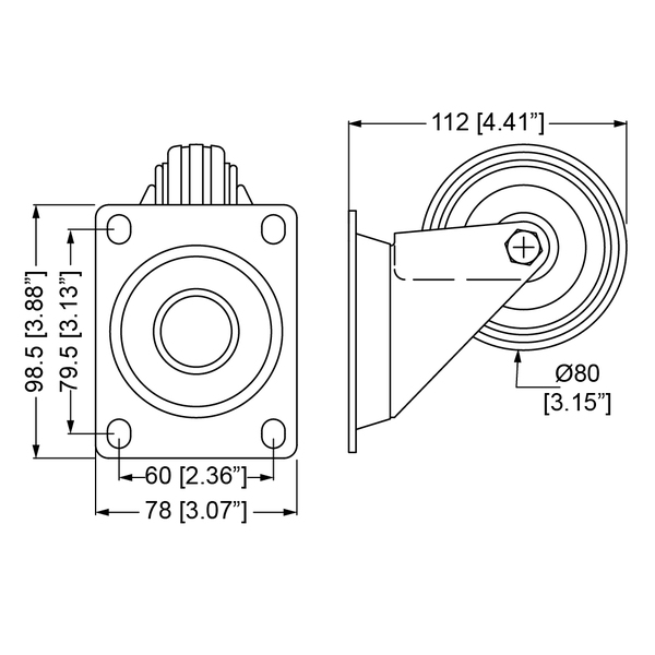 Rueda giratoria 3.15”