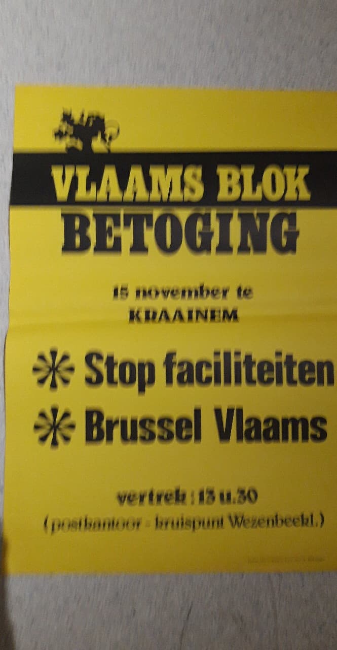 Affiche Vlaams Blok: betoging Kraainem
