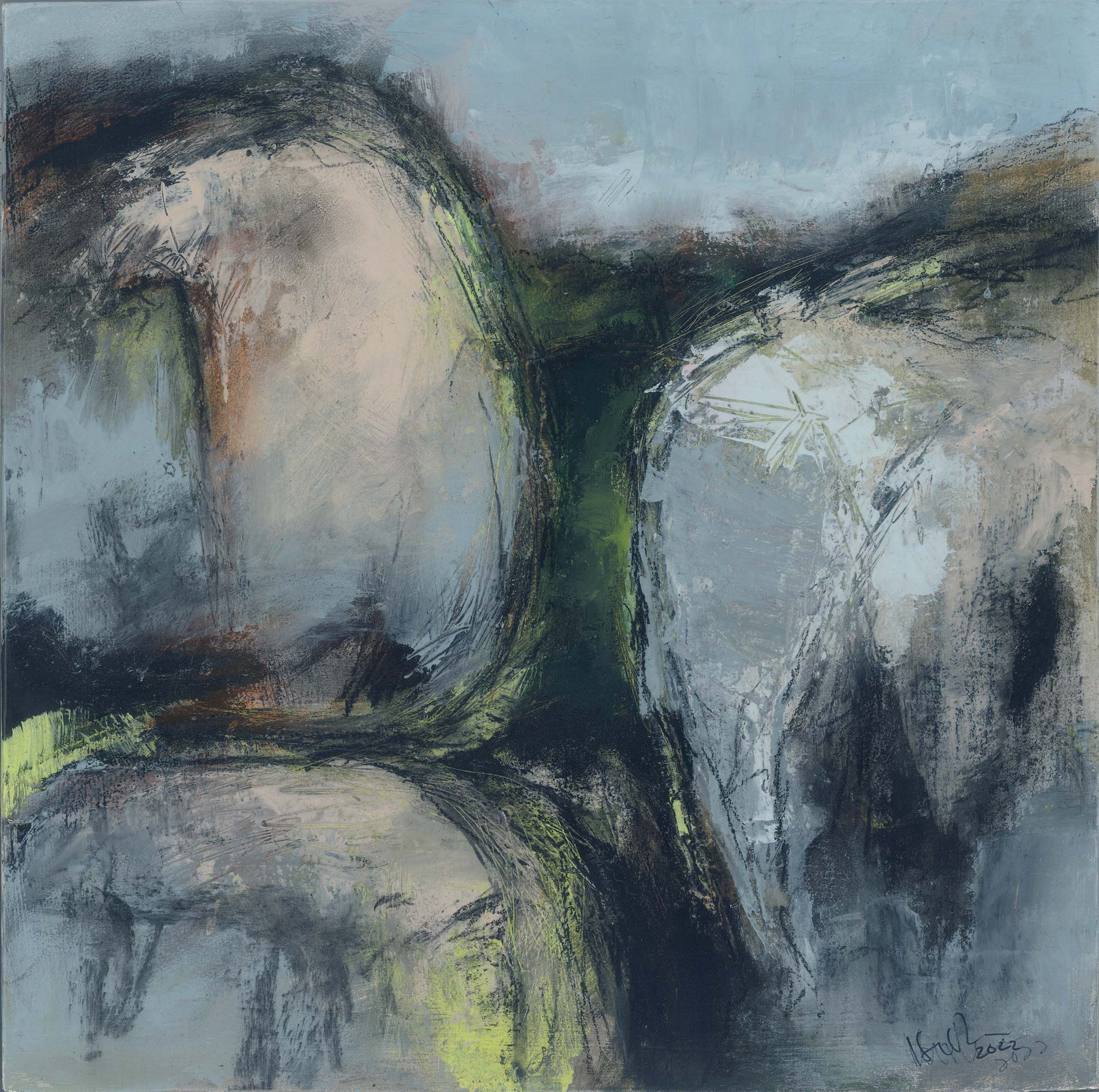 2022. 15''x15''. Mixed media on wood.