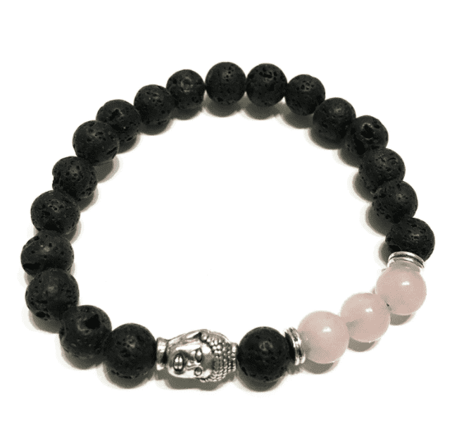 Lava stone Buddha Rose Quartz Bracelet