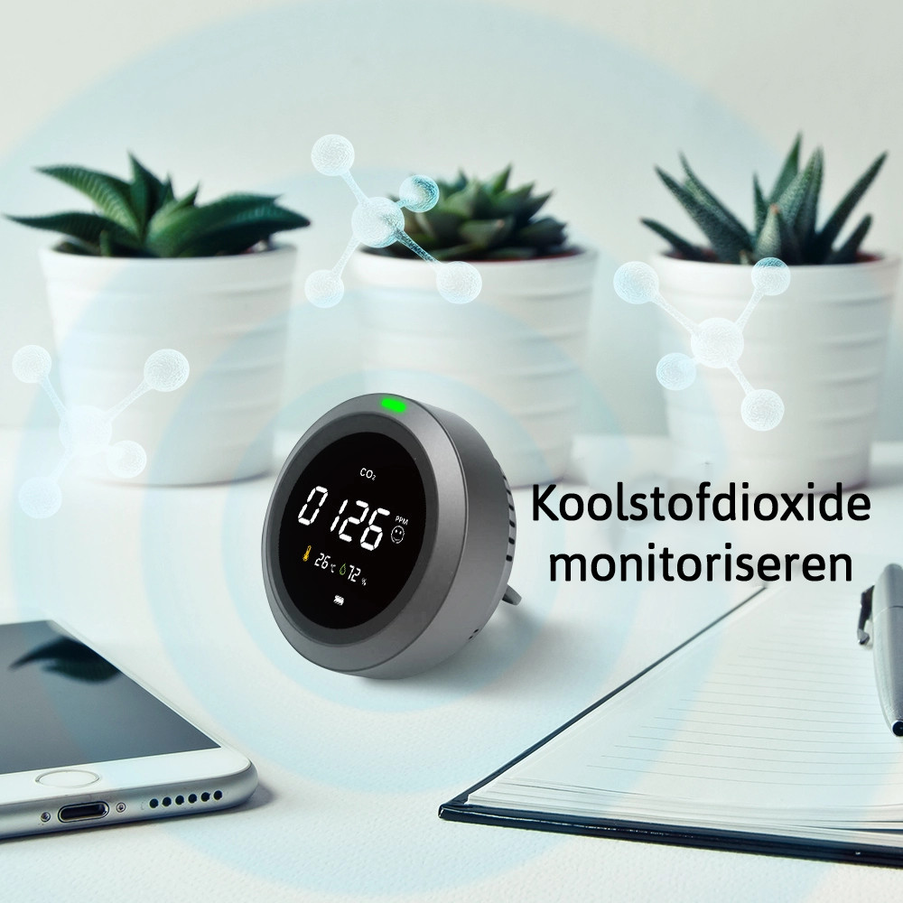 Smartzo PTH-5 Luchtkwaliteitsmeter - CO2 Temperatuur en Luchtvochtigheid - CO2 meter binnen