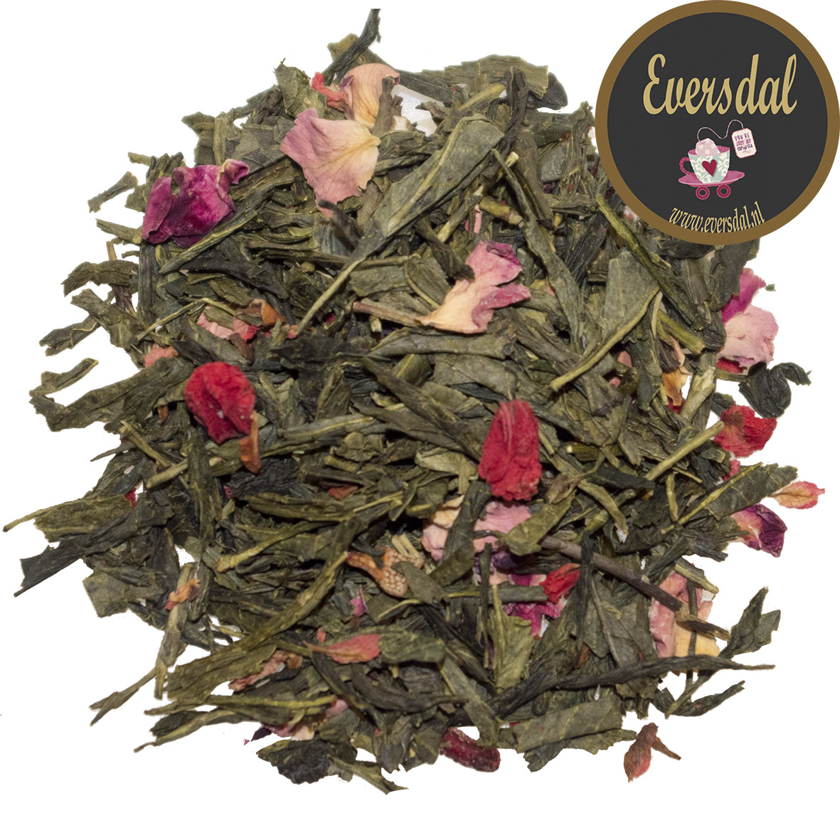 Granaatappeltje - groene thee met granaatappelpitten, rozenblad