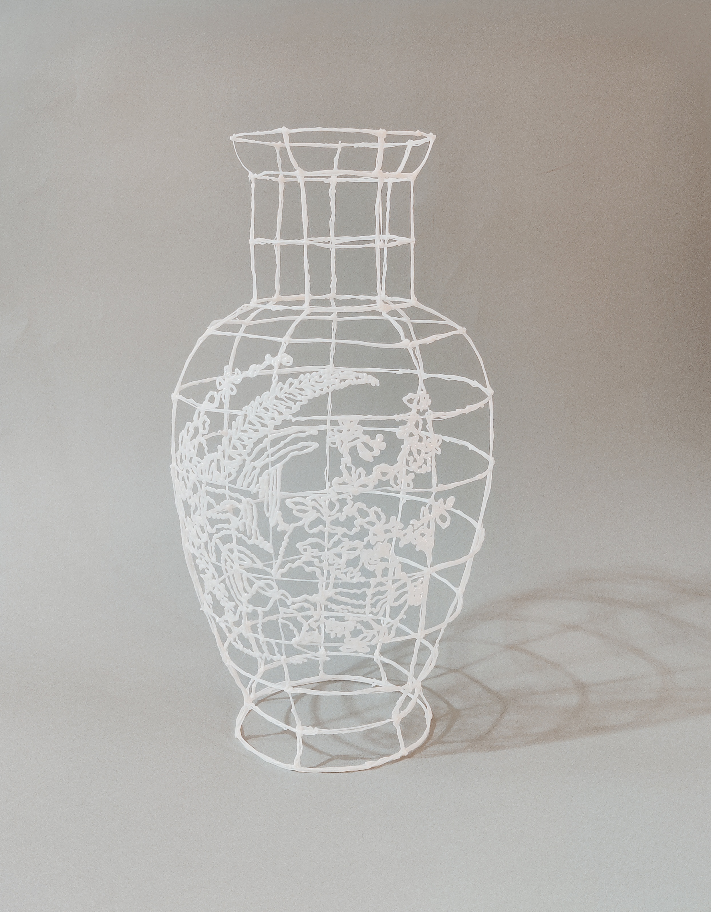 3D VASE WITH FLOWERS WHITE