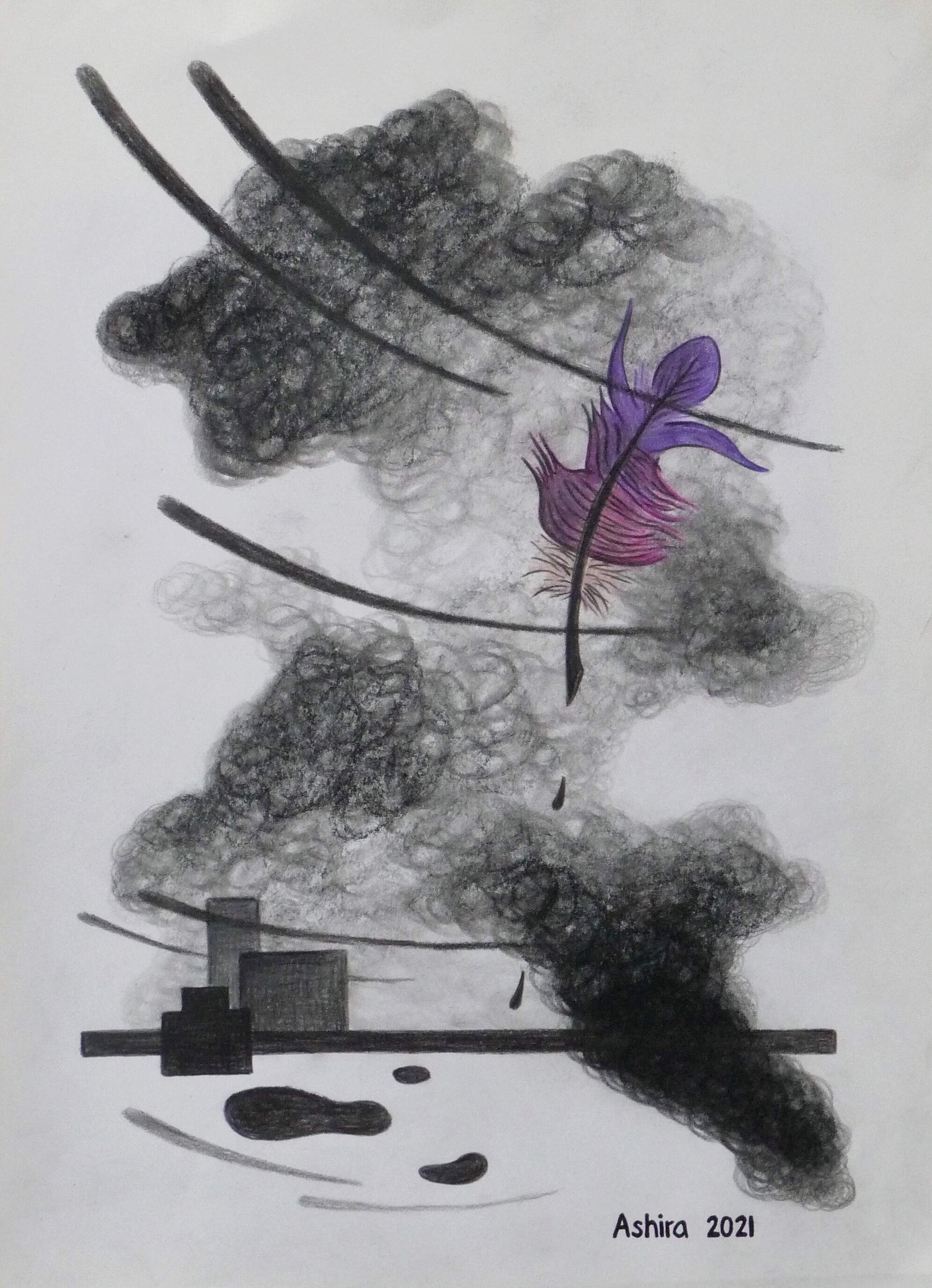 quill - nov 27th 2021, graphite and pencil on paper, 28x36 cm