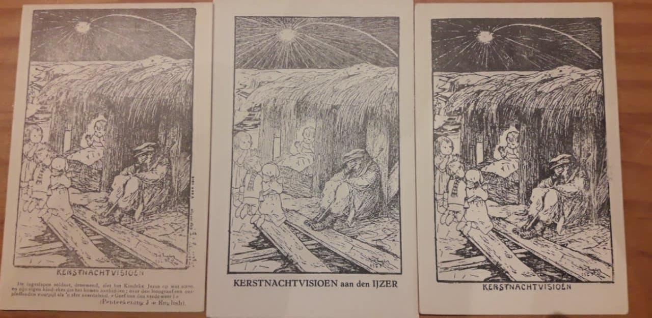 Ijzerbedevaart Diksmuide / 3 postkaarten kerstvisioen aan den Ijzer jaren '20 ( T8 )