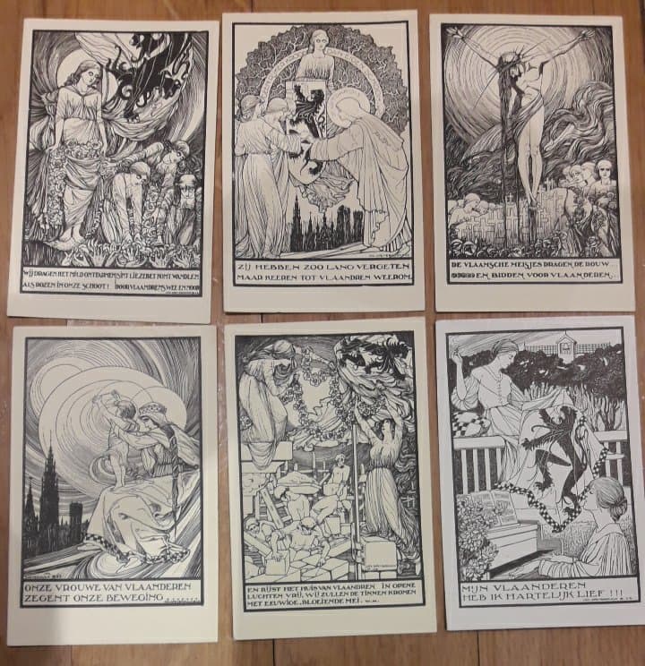 postkaarten Jos Speybrouck -  reeks 6 kaarten kompleet Vlaamse beweging - 1929 / LN 50