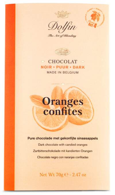 Tablet pure chocolade Geconfijte Sinaasappels