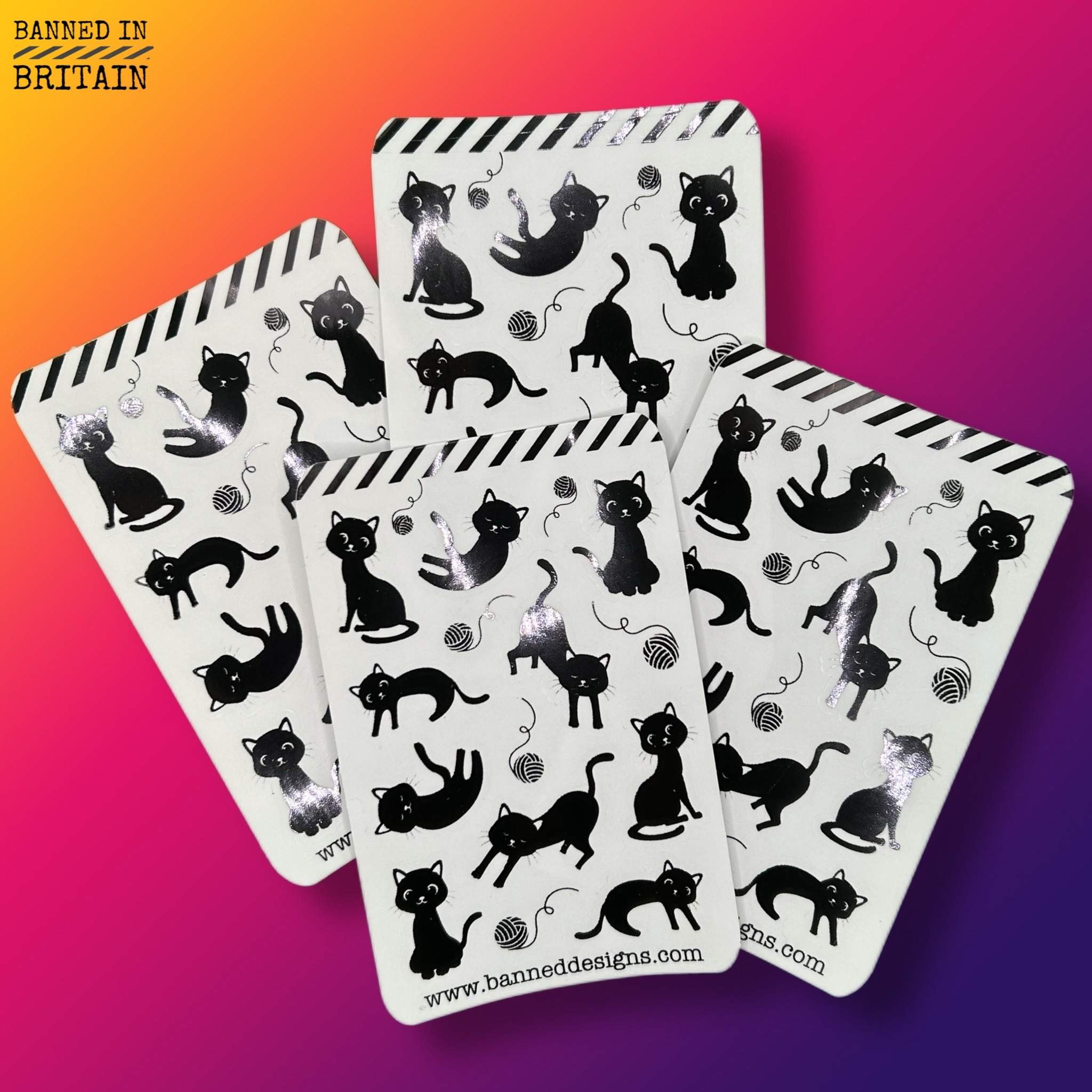 Black Cat Foil Sticker Sheets
