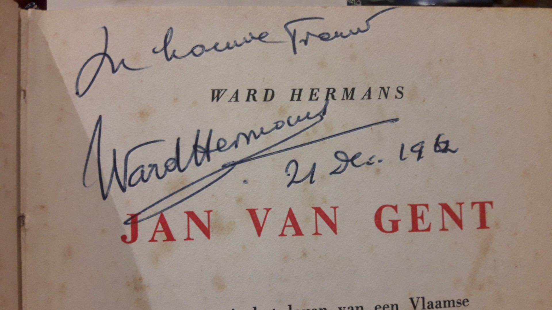 Jan Van Gent door Ward Hermans / 1962 - 326 bz met opdracht en handtekening