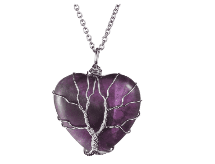 Wire Wrapped Pendant Necklace Amethyst