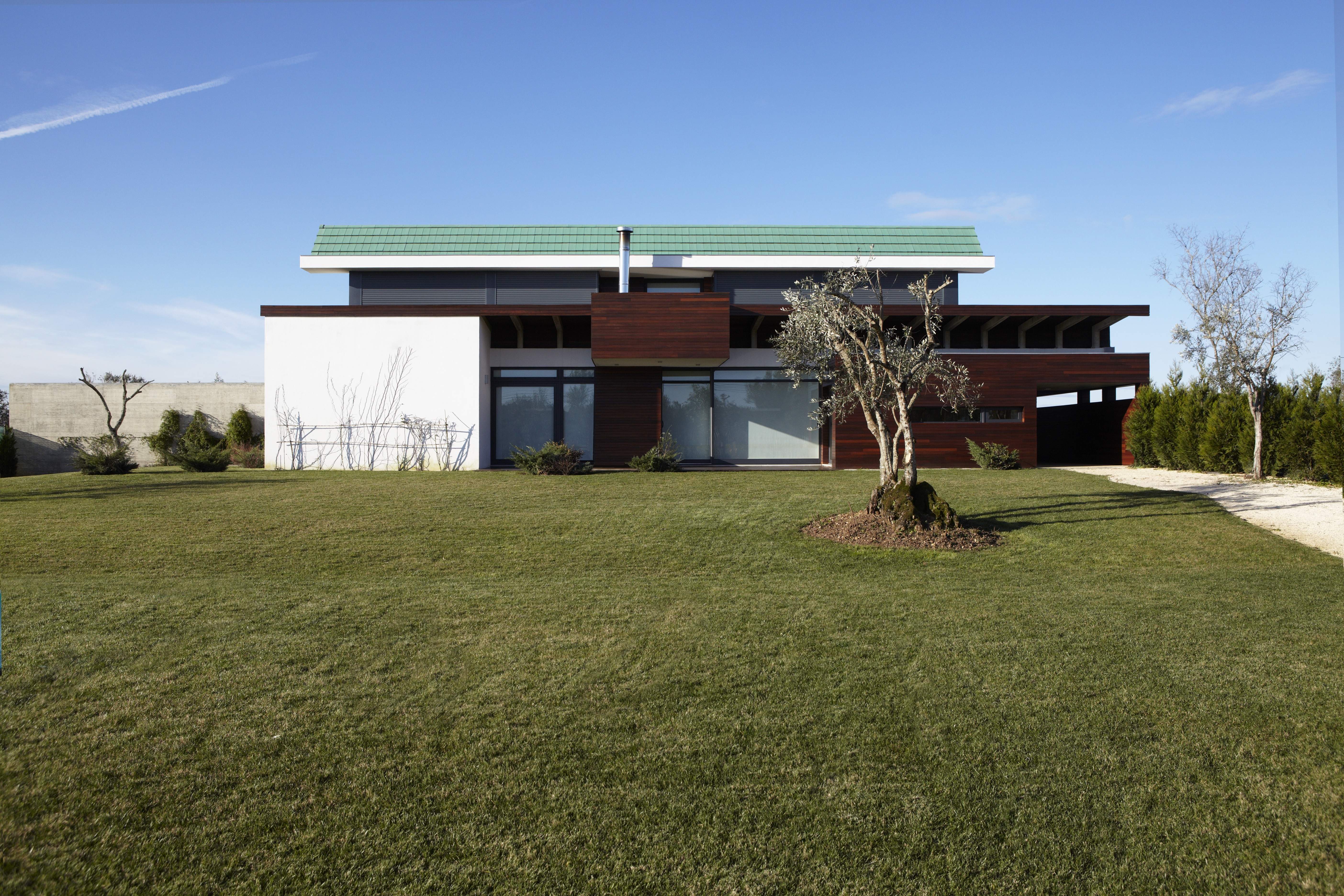 Galex CS Plasma copper green low degree clay tile, architect designed home