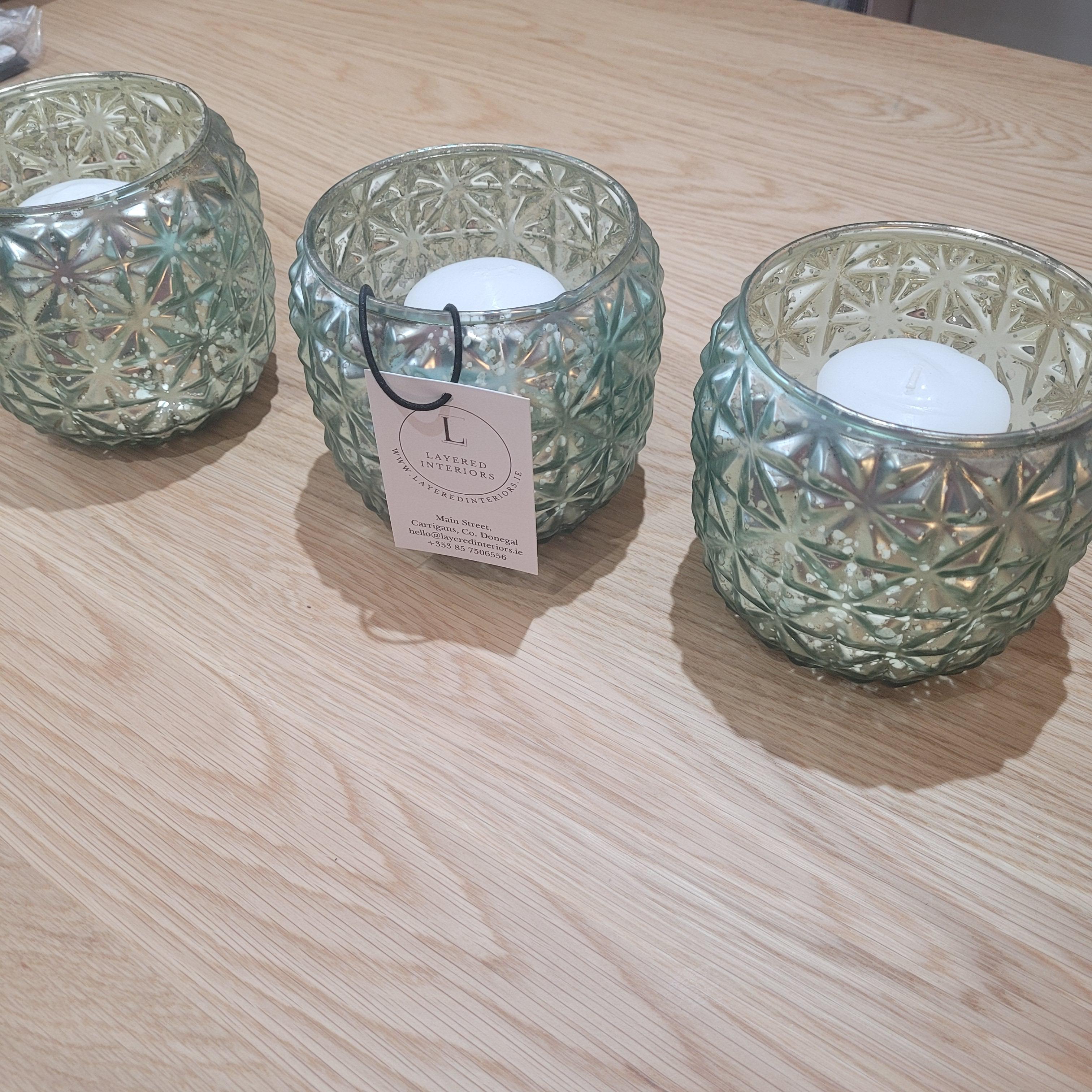 Green & Champagne Candle Holder