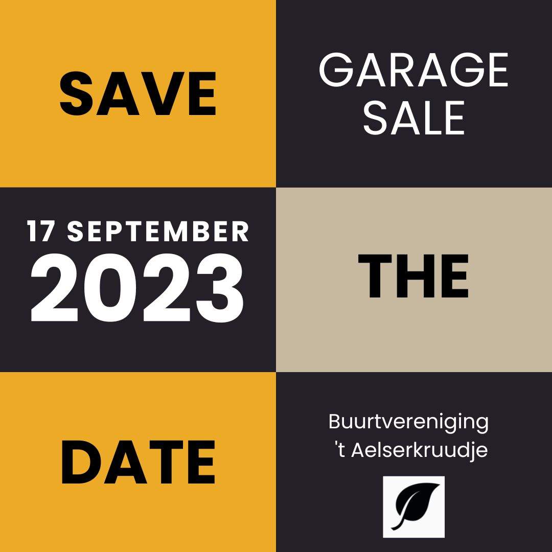 Save the date: 17 september 2023 garage sale