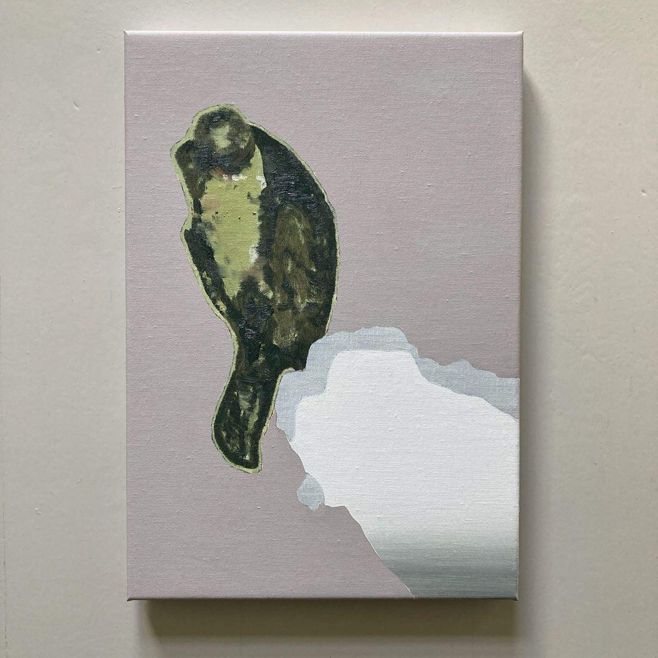 Untitled (pottery bird) 32 x 46 cm, acrylics & oil on canvas, 2022