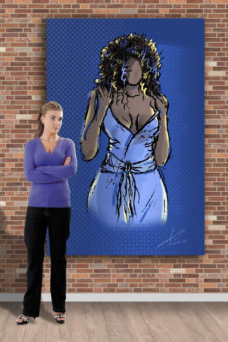 Purple Pop Art - Beautiful Lady With Curly Hair