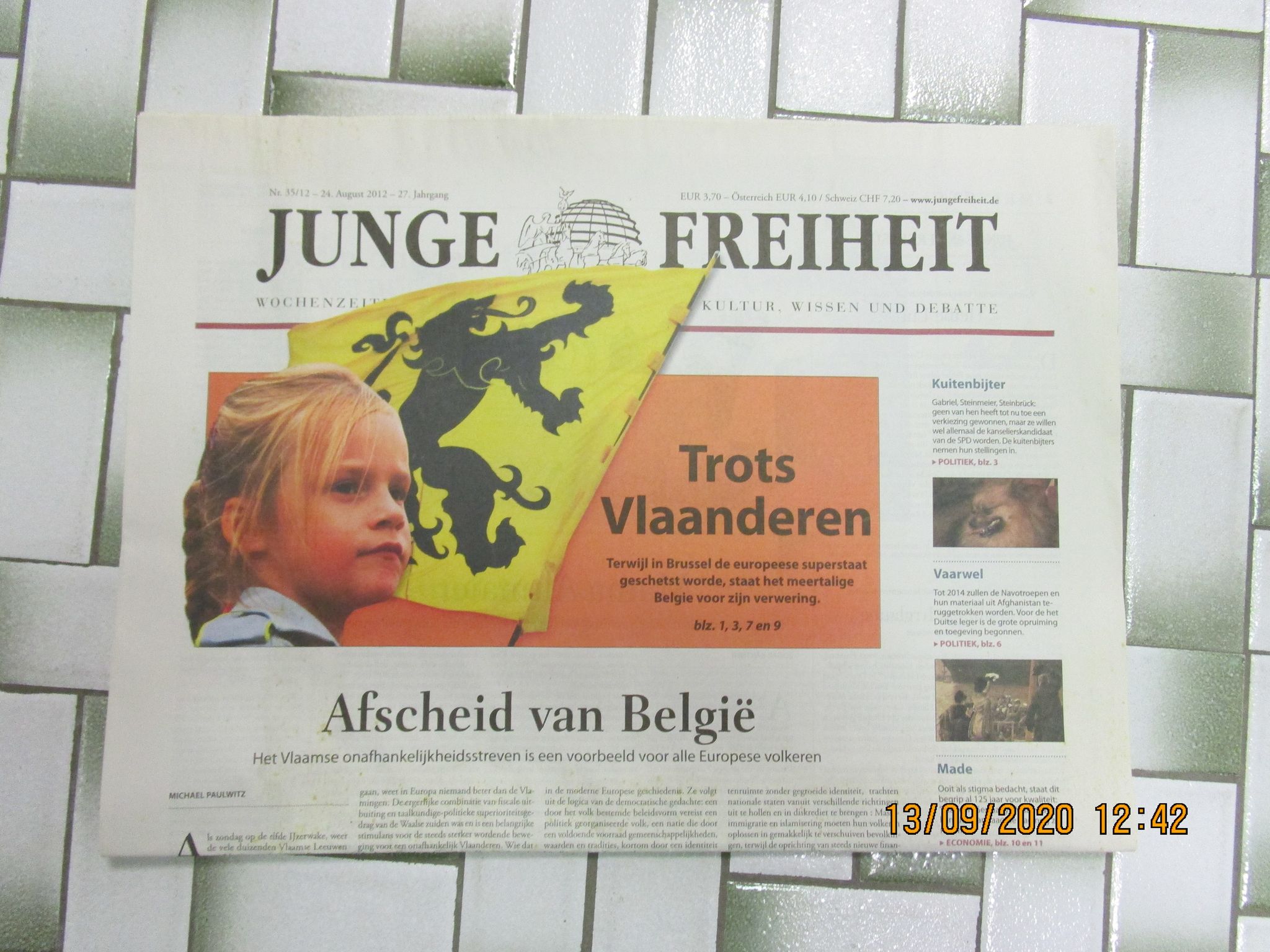 Krant Junge Freiheid 2012 / De trots van Vlaanderen