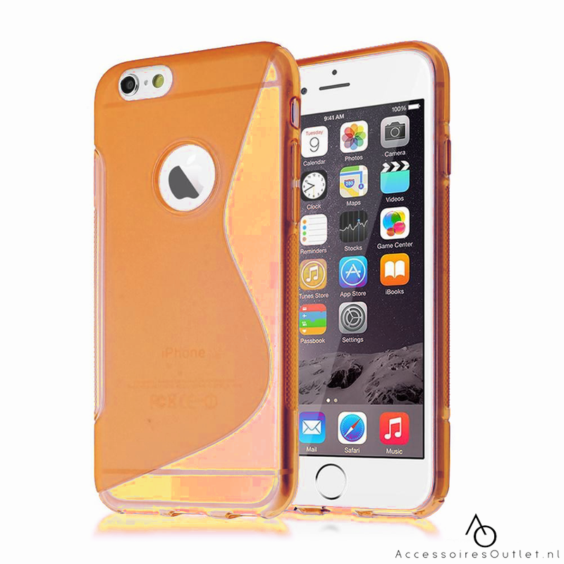 iPhone 7 Plus / 8 Plus - S Line Gel Hoesje Oranje doorzichtige TPU