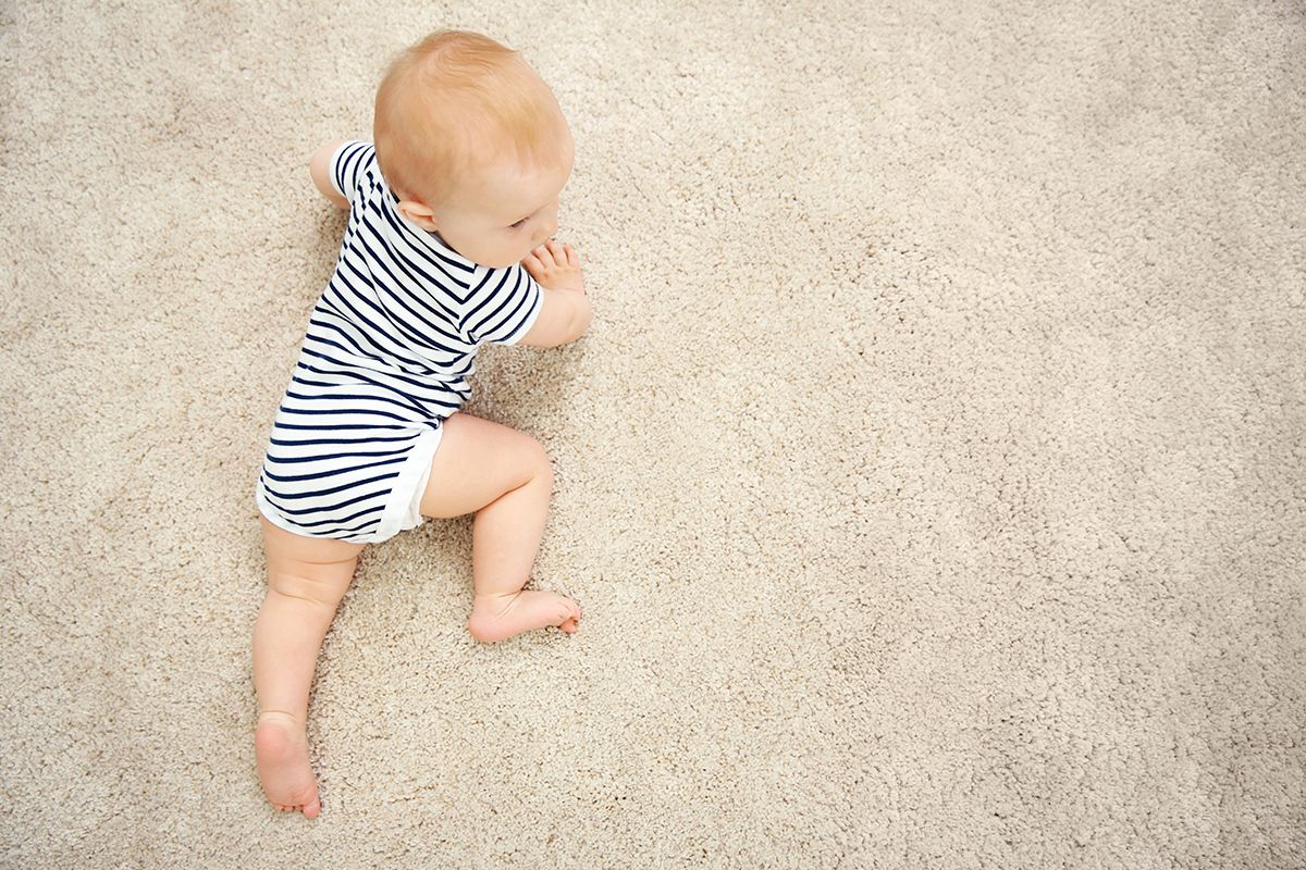 baby on freshly cleaned carpet of local carpet cleaning service Dublin Ireland Dublin, locally based company supplying this service