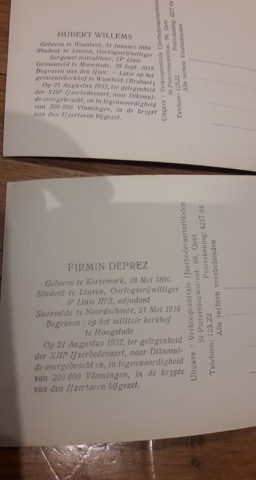 2 originele fotopostkaarten Firmin Deprez en Hubert Willems /1934