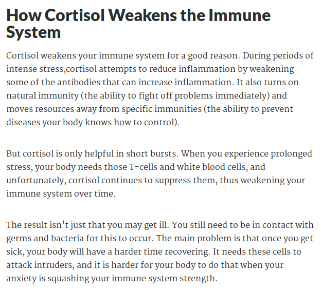 Cortisol weakens ur immune systempng