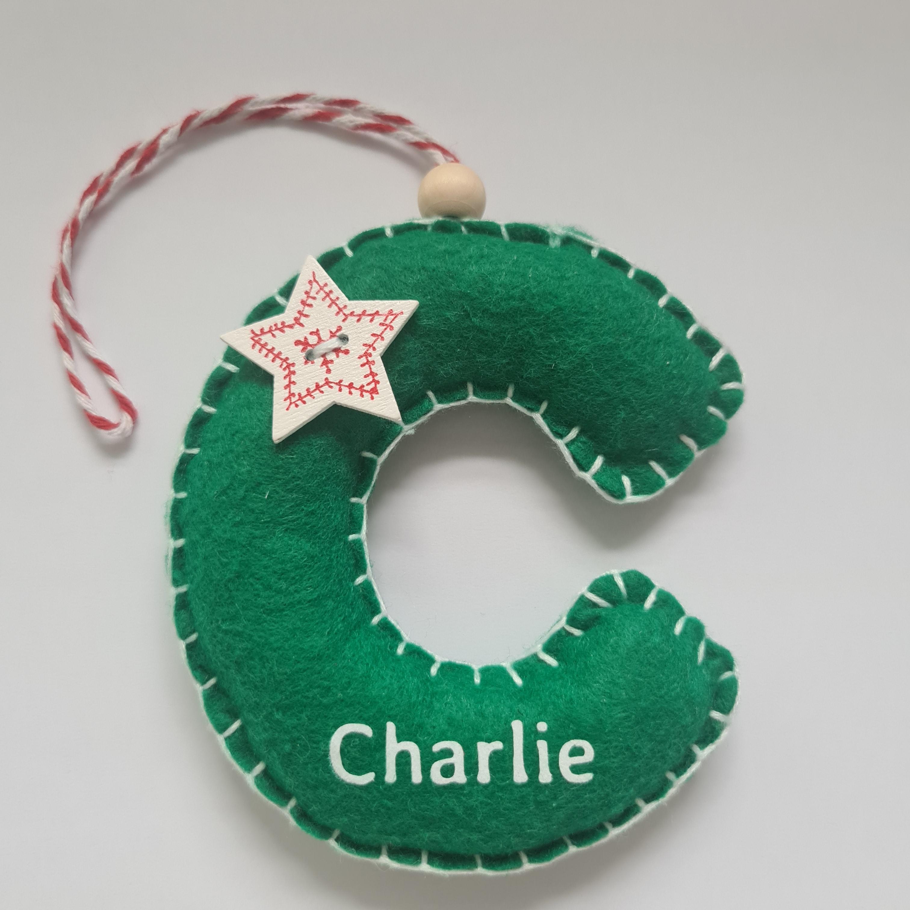 Handmade felt single letter Christmas decoration - optional personalisation