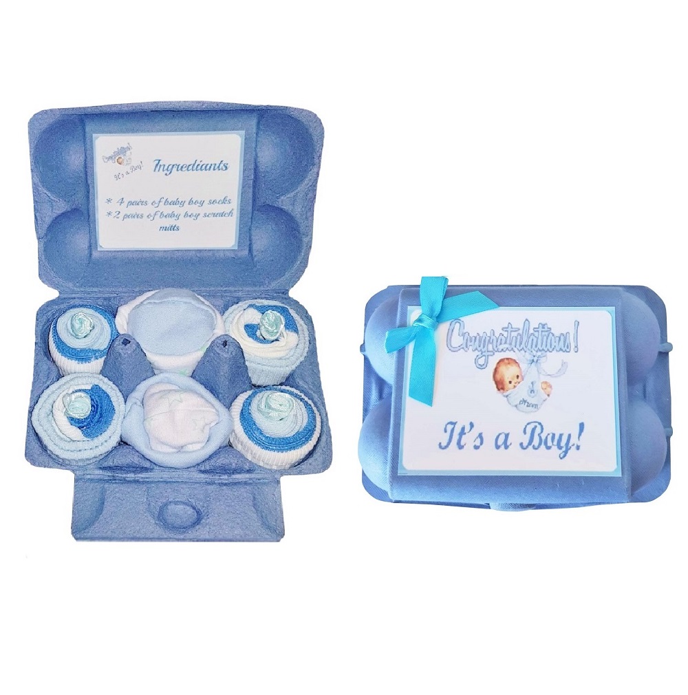 Baby Socks & Mitts - Blue Egg Carton Gift