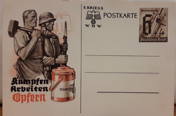 Propaganda postkaart  Deutsche Reich - Kampfzn , arbeiten , Opfern