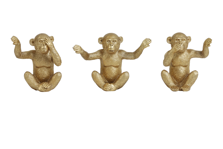Drie op een rij........set van drie leuke aapjes. Nu afgeprijsd van €24,95 voor € 15,00