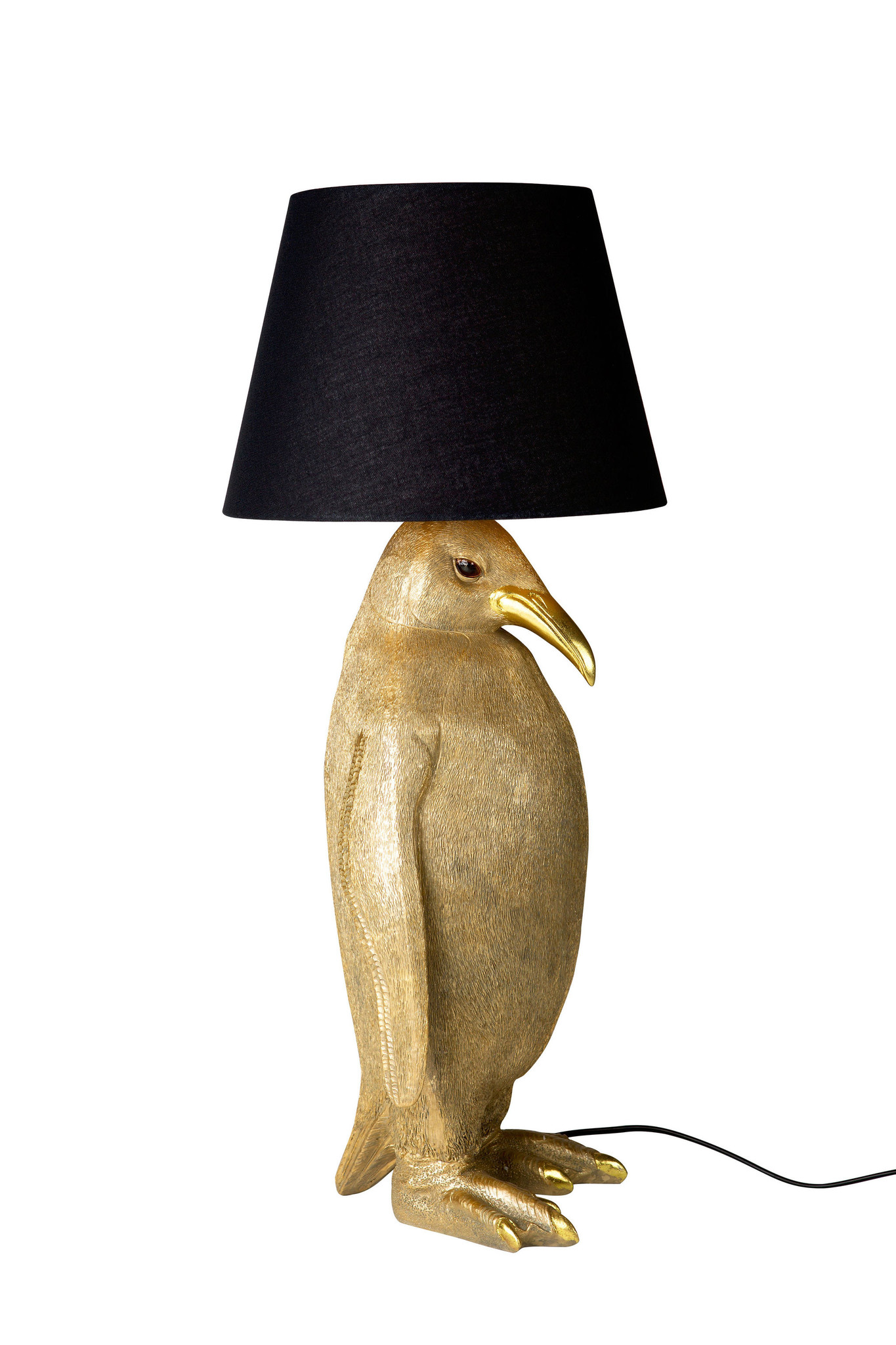 Gouden Pinguïn met een zwarte lampenkap,