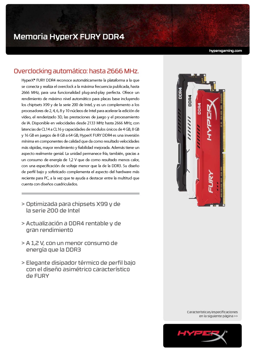 Memoria DDR4 Kingston HYPERX FURYX RED 8GB 2400 MHZ 2jpg