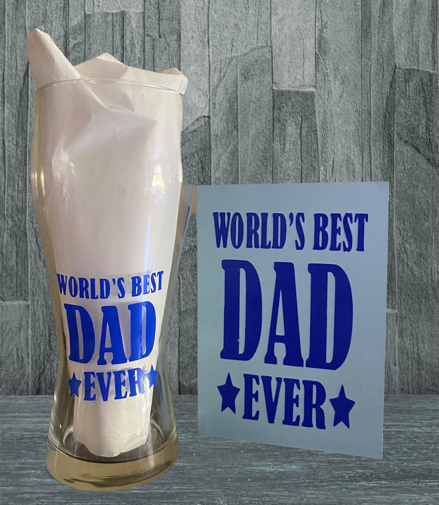World's Best Dad Ever Pint Glass with Card