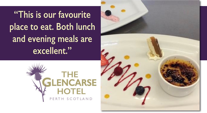 Glencarse Hotel near Perth, Scotland offers excellent lunch and evening meals