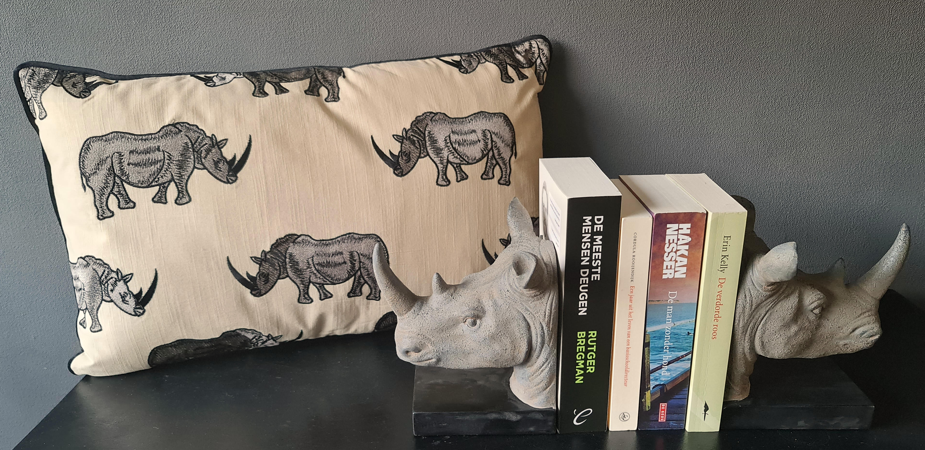 Set van 2 boeksteunen, Rhino