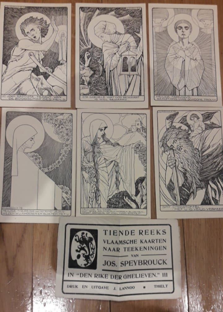 postkaarten Jos Speybrouck -  reeks 6 kaarten kompleet Vlaams religieus - 1928 / LN 53