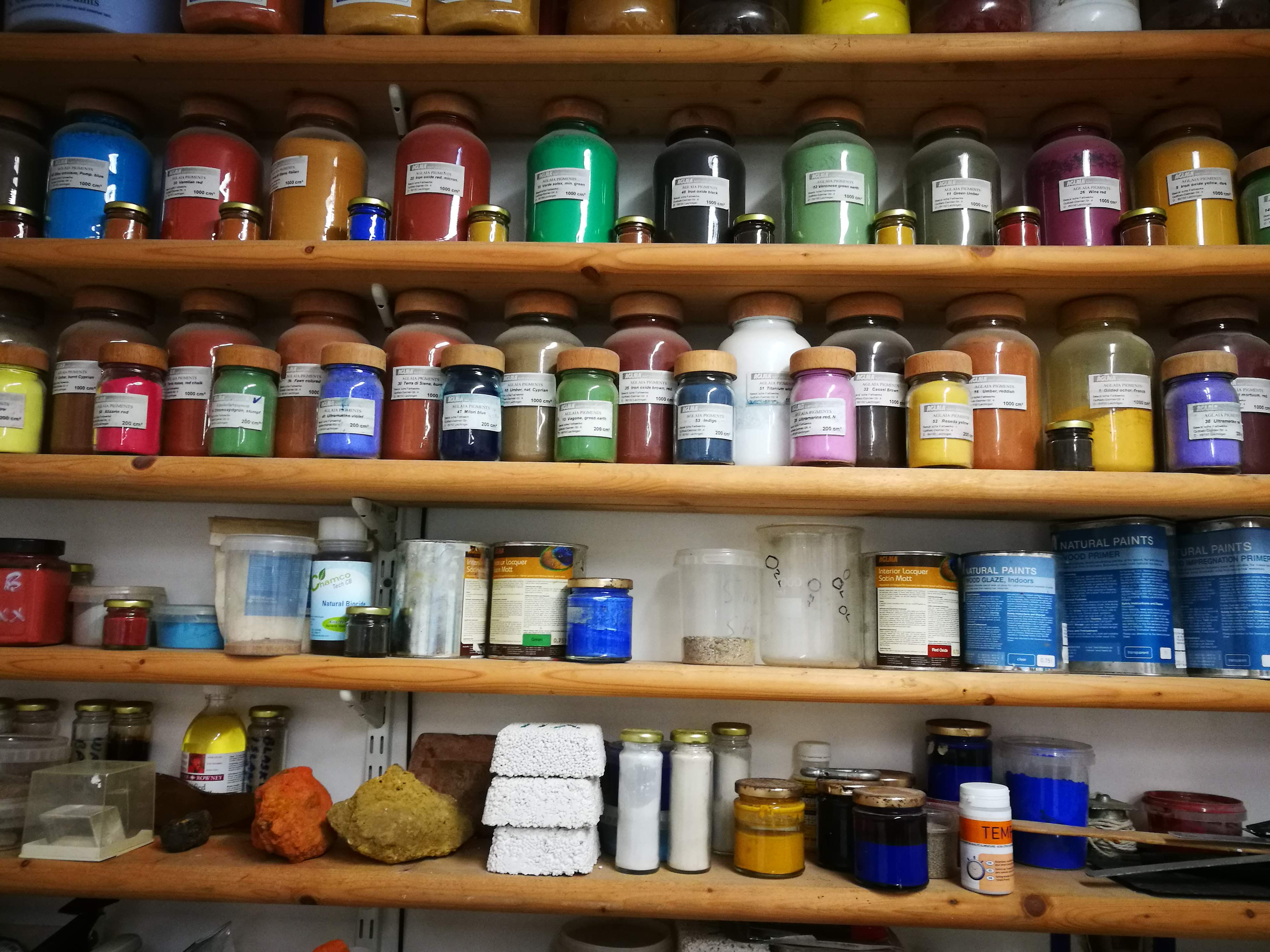 A selection of some of the lime washes and paints available.
