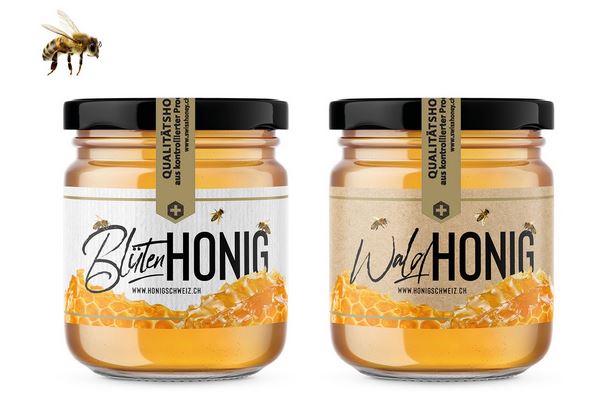 Honigglas mit Waldhonig und Blütenhonig / Goldsiegel und BIO Honig