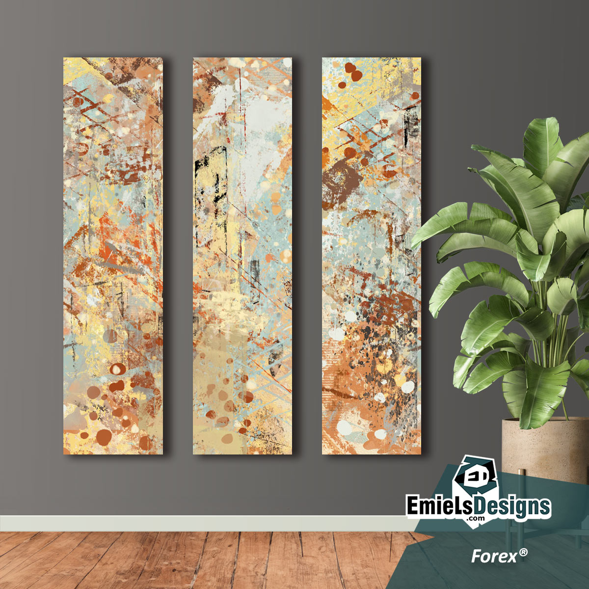 Drieluik kleurig abstract - langwerpige panelen
