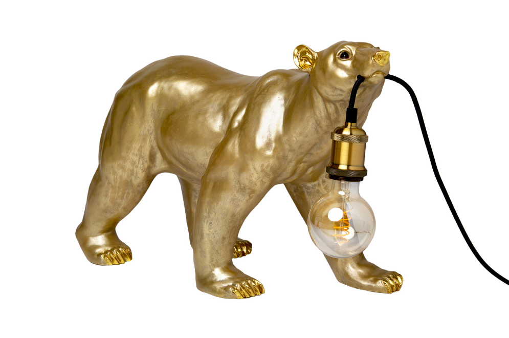 Deze fantastische grote, goudkleurige IJSBEER LAMP is deze maand in de aanbieding!