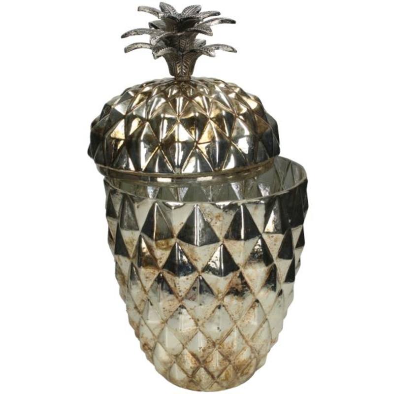 Chique voorraadpot, Pineapple Canister Gold, 33x17x17cm. Afgeprijsd van 49,95 nu voor €25