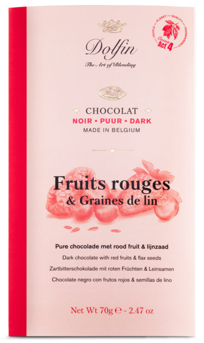 Tablet pure chocolade Rood fruit & Lijnzaad