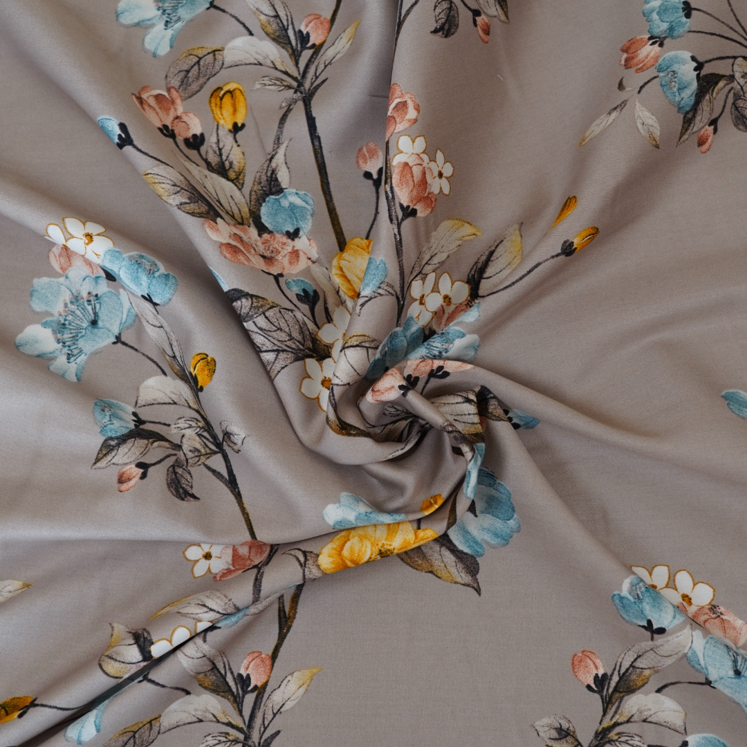 Japanese flowers - luxury cotton satin