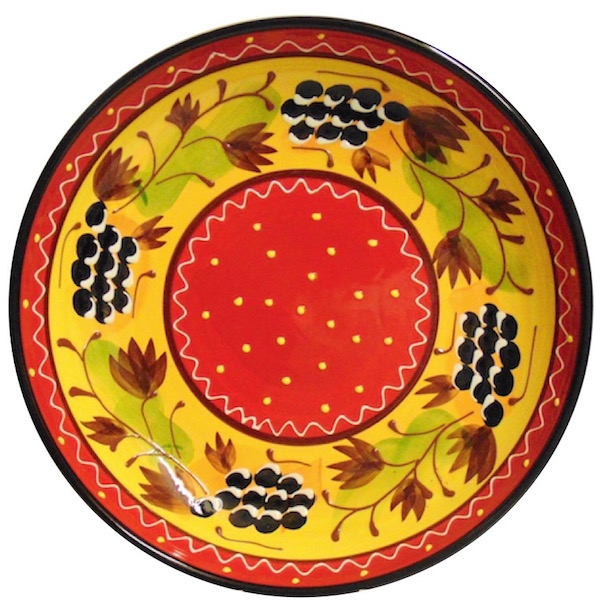 Spanish ceramics shallow bowl with black olives design