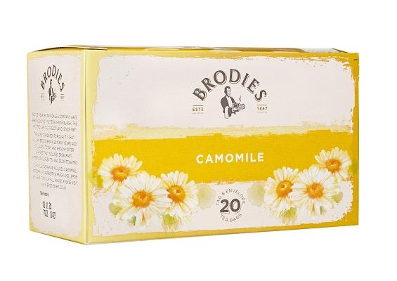 Brodie Melrose Camomile Tea. Tag and Envelope. 86g