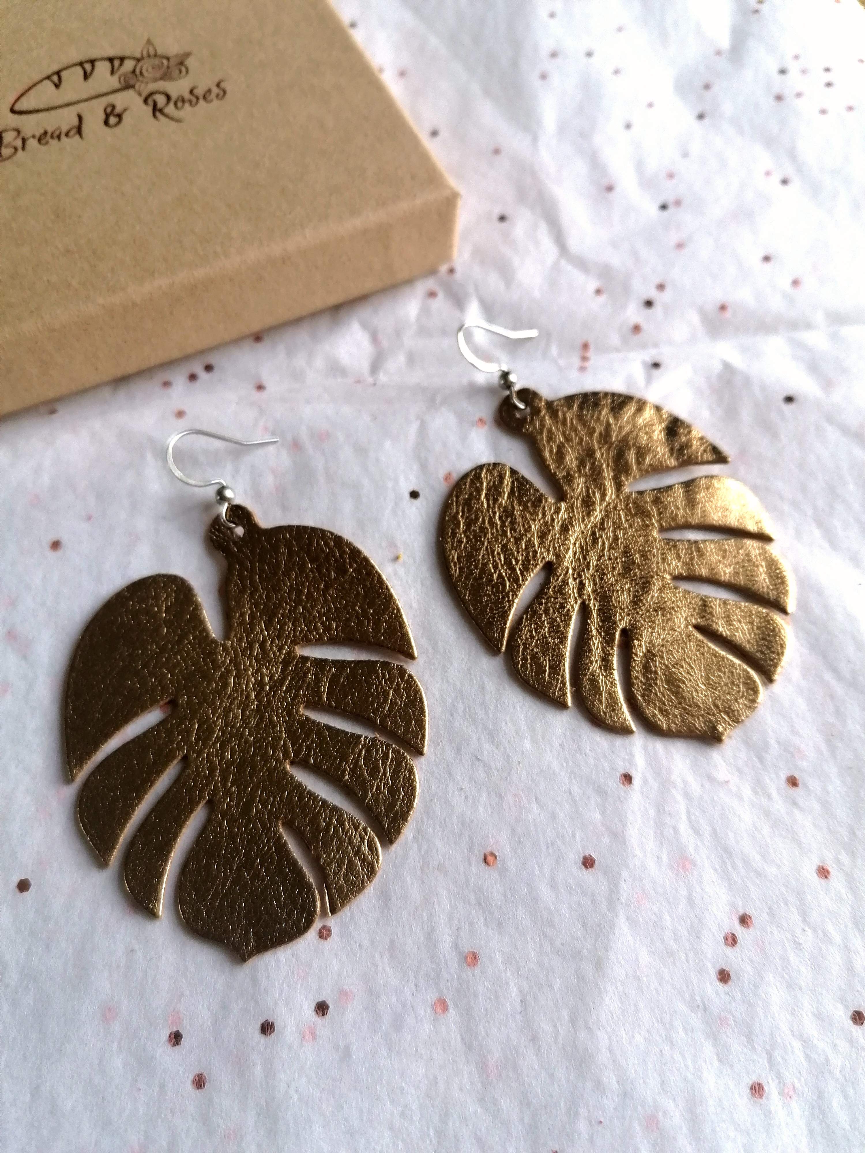 Monstera Recycled Leather Earrings *New Colours!*
