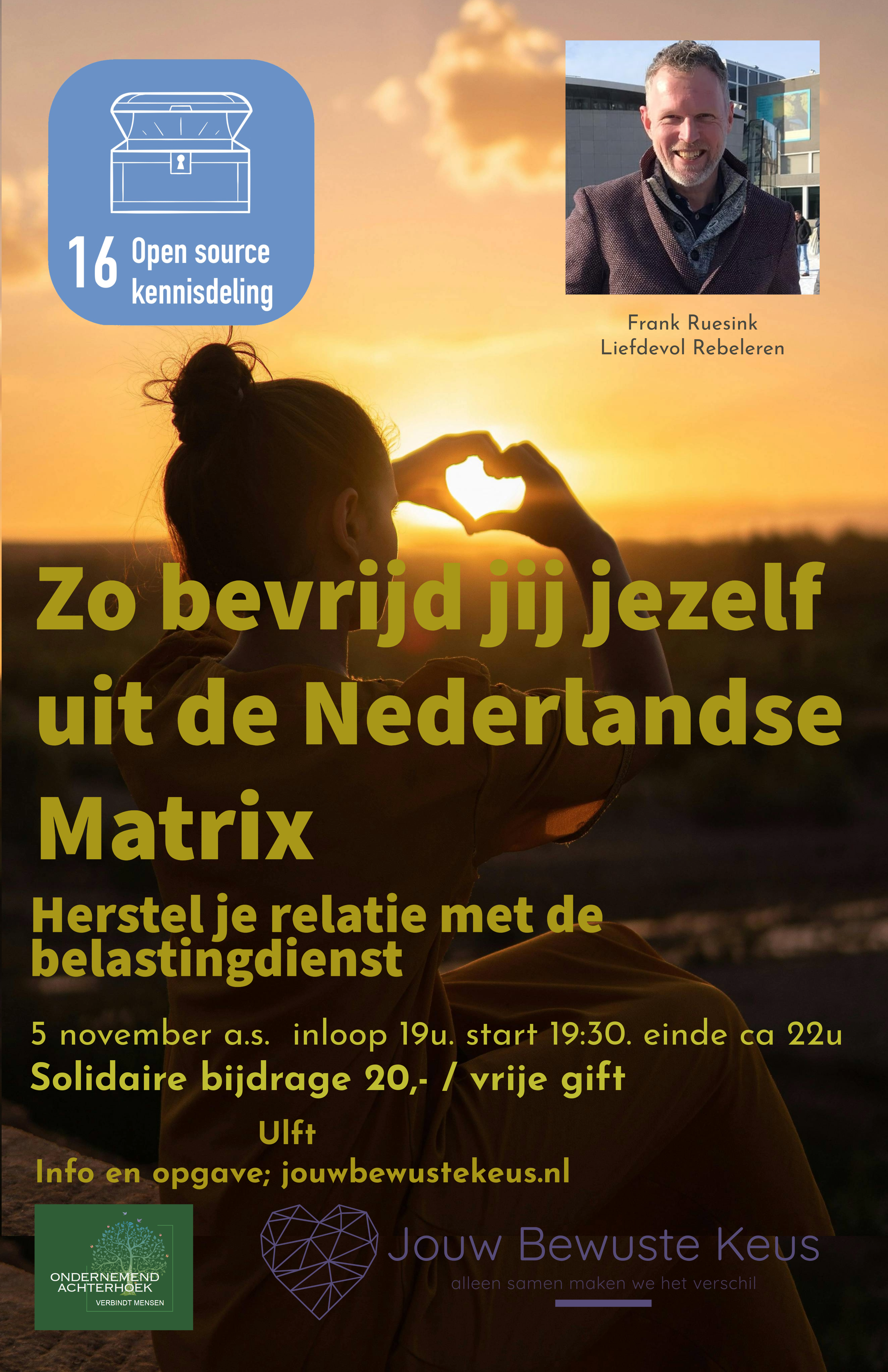 Bevrijd jezelf uit de Nederlandse matrix. Frank Ruesink.  5 november. Ulft