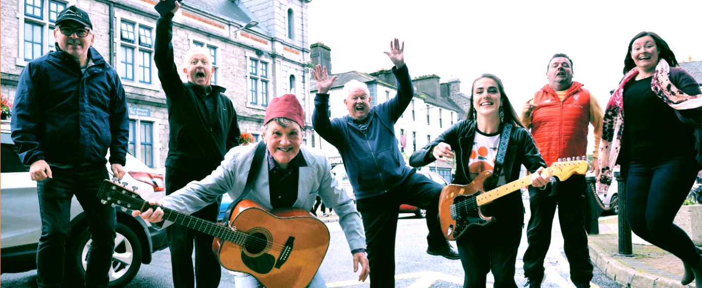 Musicians Padraig Stevens and Leo Moran in Tuam Square