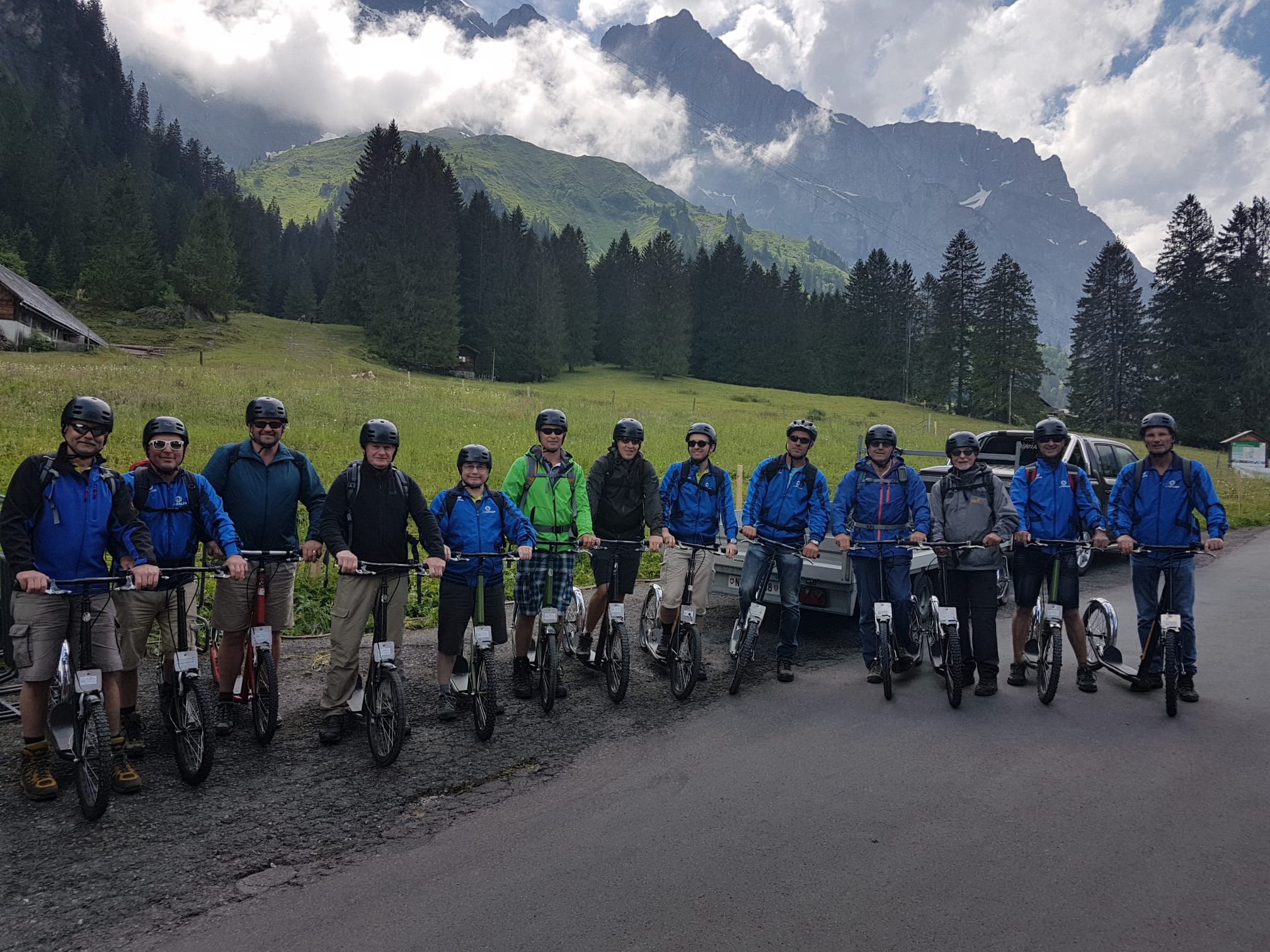 Rückfahrt mit dem Trottinett von Untertrübsee nach Engelberg