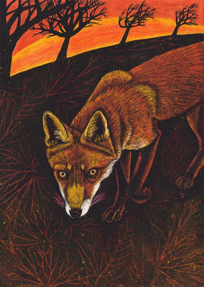 'Country Fox' mounted print