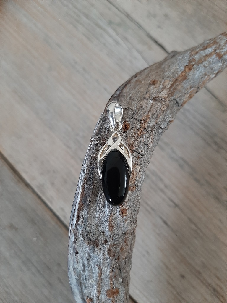 Sterling zilveren hanger Zwarte Onyx
